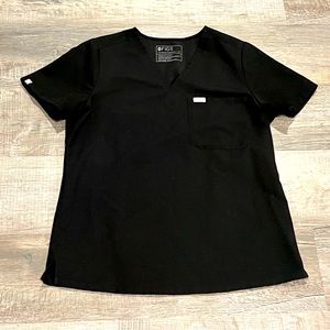 Figs Black One Pocket Scrub Top - Size Medium